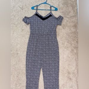 Off shoulder black and white jumpsuit